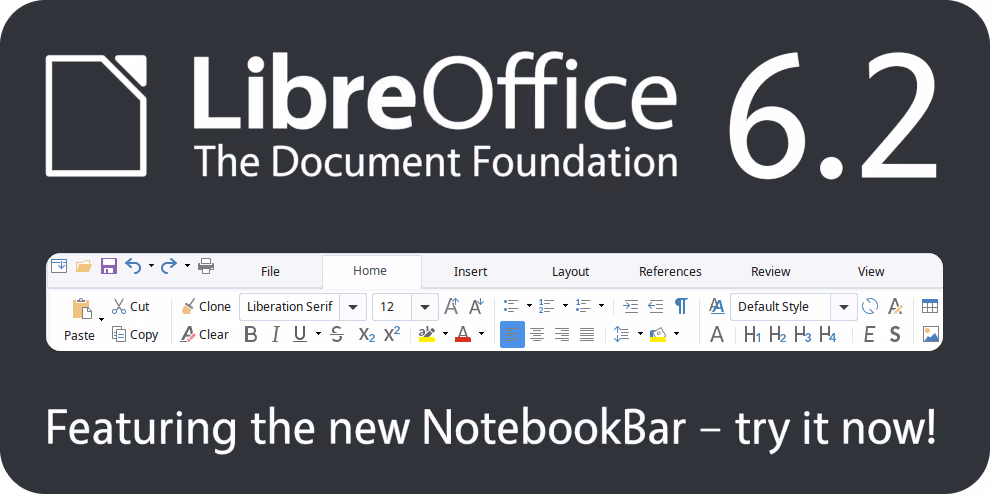 LibreOffice 6.2 dengan NotebookBar resmi diluncurkan